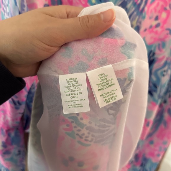 Lilly Pulitzer ELENORA SILK DRESS Periwinkle Purple Fan Sea Pants M - Picture 9 of 11